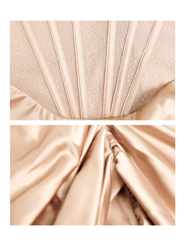 Champagne Satin Corset Mini Dress