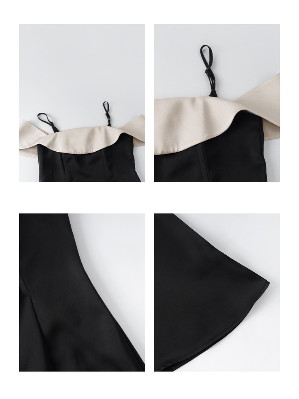 Midnight Ruffle Neckline Dress