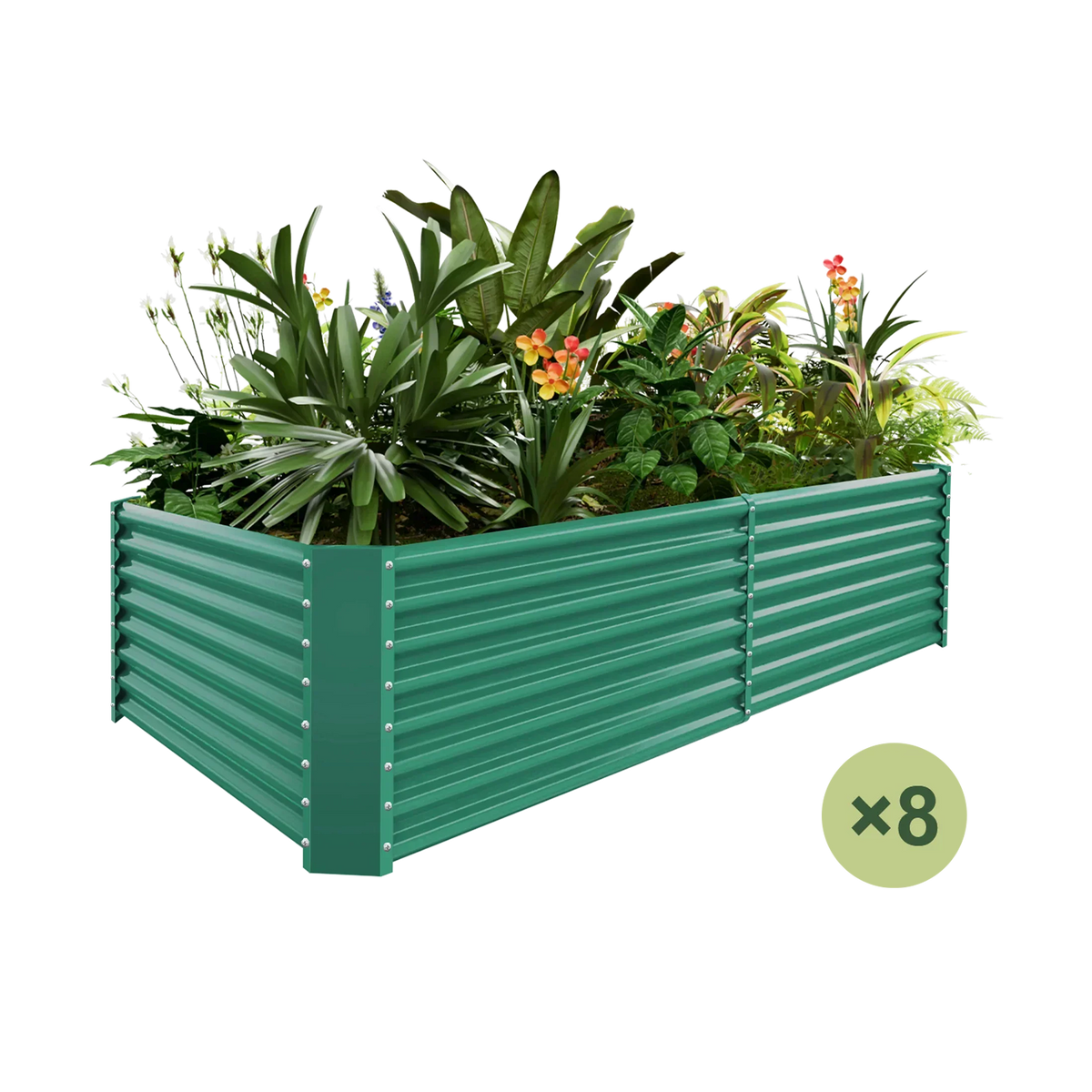 set of 8 — 24-inch tall rectangular galvanized metal raised garden bed, 8 by 4 feet — view 3