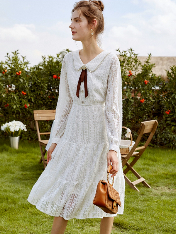 Lace Enchantment in White Dress