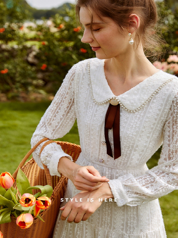 Lace Enchantment in White Dress