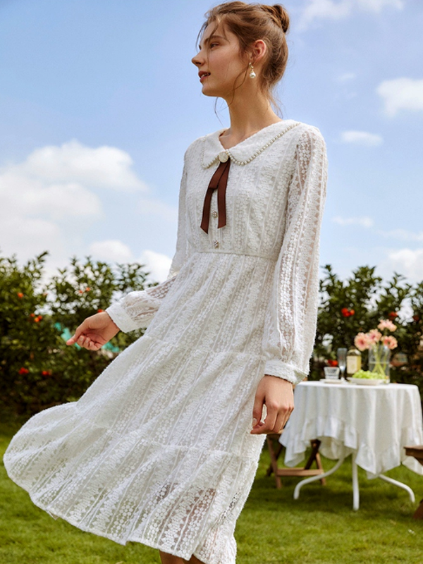Lace Enchantment in White Dress