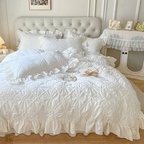 White Cozy Quilting Duvet Cover Set
