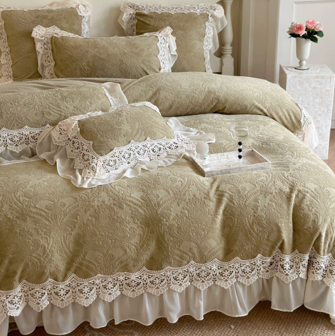 Green Velvet Princess Douvet Cover Set