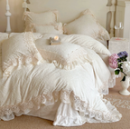 White Velvet Princess Douvet Cover Set