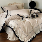French Lettering Frill Bedding Set