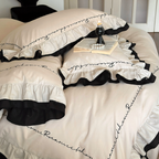 French Lettering Frill Bedding Set