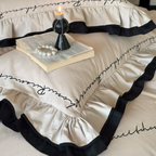 French Lettering Frill Bedding Set