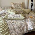 French Vintage Floral Green Bedding Set