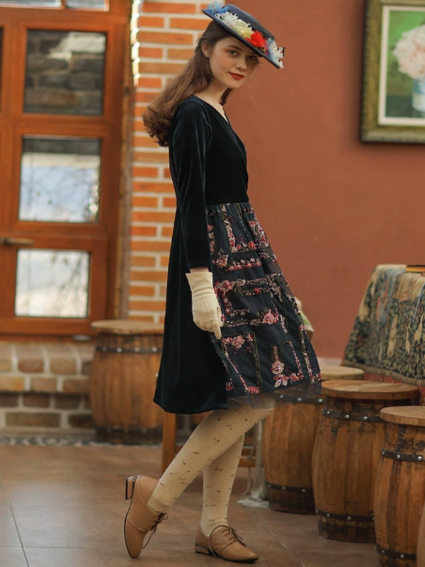 Velvety Symphony of Elegance Dress