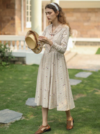 Beige Harmony of Lace Check Dress
