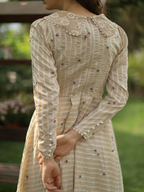 Beige Harmony of Lace Check Dress