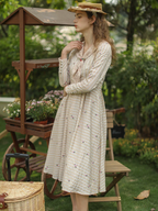Beige Harmony of Lace Check Dress
