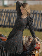 Navy Blossom in Retro Dress