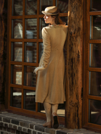 Beige Blossom in Retro Pleats Dress