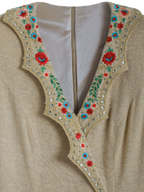 Beige Blossom in Retro Pleats Dress