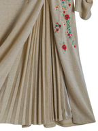 Beige Blossom in Retro Pleats Dress