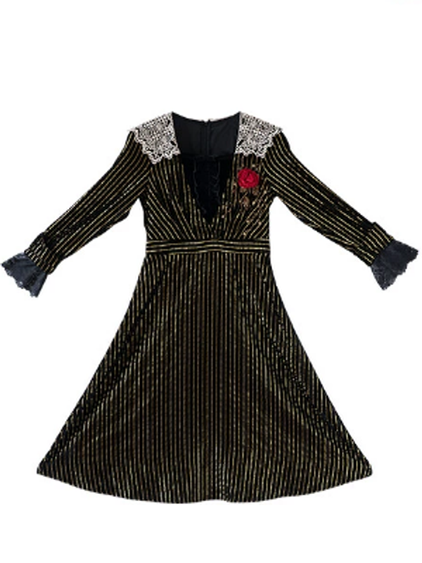 Golden Twilight Lace Dress