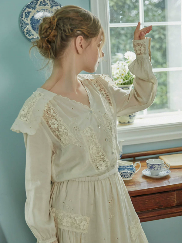 Autumn's Serene Verse Dress