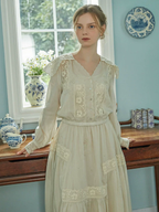 Autumn's Serene Verse Dress