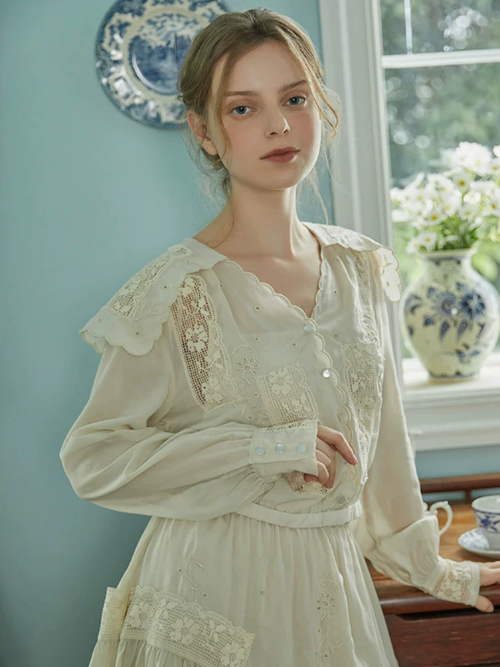 Autumn's Serene Verse Dress