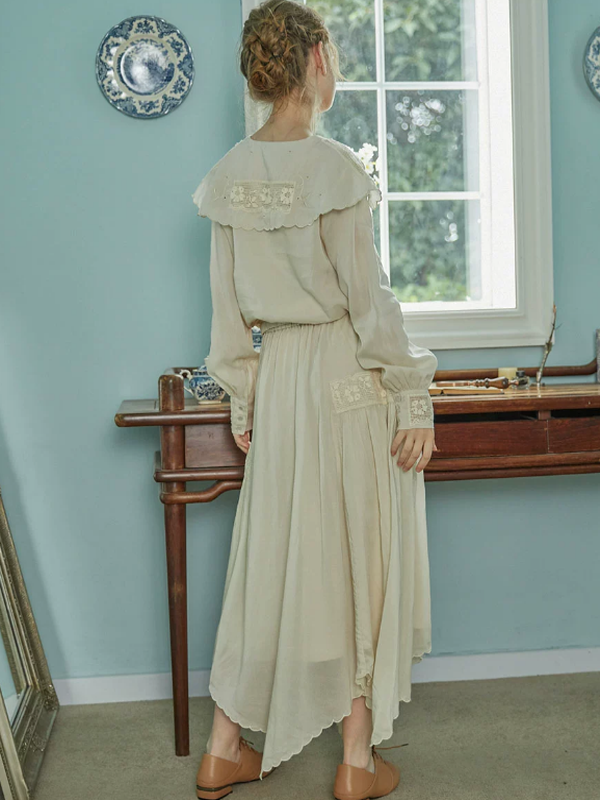 Autumn's Serene Verse Dress