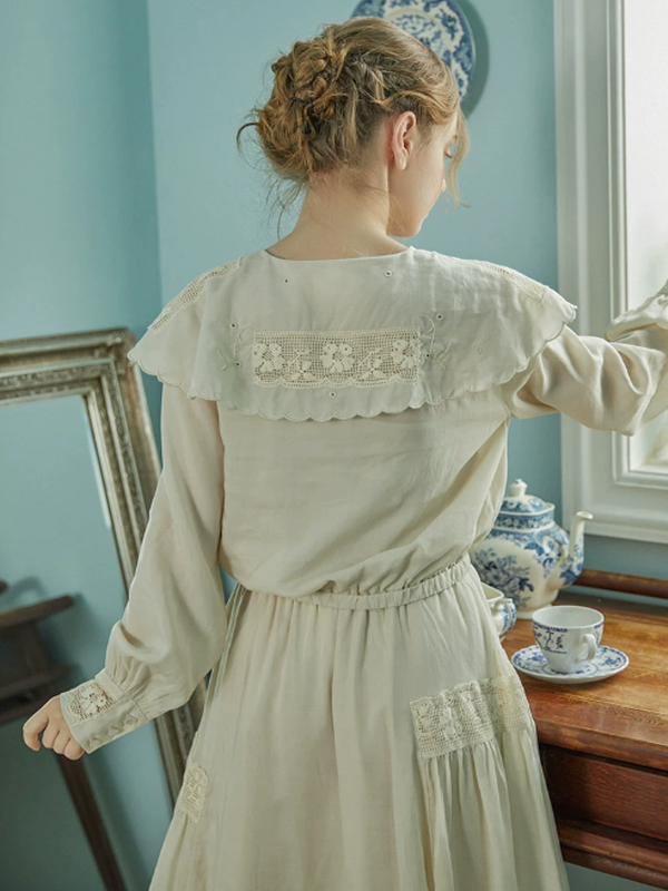Autumn's Serene Verse Dress