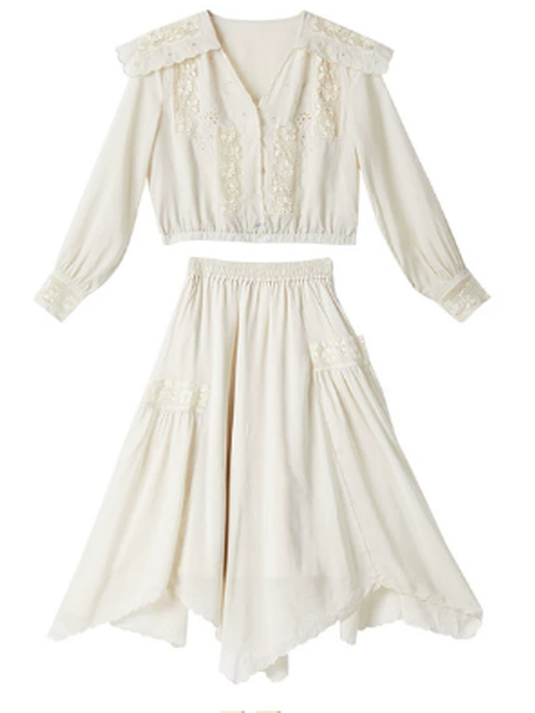 Autumn's Serene Verse Dress