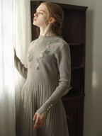 Elegant Blossom Pleats Dress