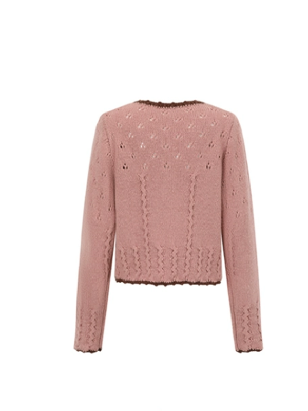 Vintage Floral Wave Wool Knit Cardigan　