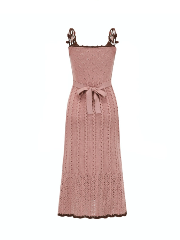 French Vintage Blooming Wool Knit Dress