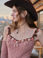 French Vintage Blooming Wool Knit Dress
