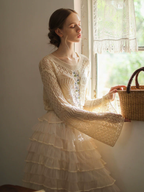 Beige Floral Lace Knit