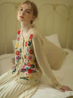 Retro Blossom Embroidery Cardigan
