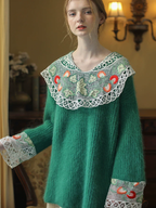 Forest Green Fruit Lace Sweater