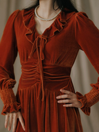 Velvet Elegance French Retro Dress