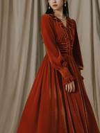 Velvet Elegance French Retro Dress
