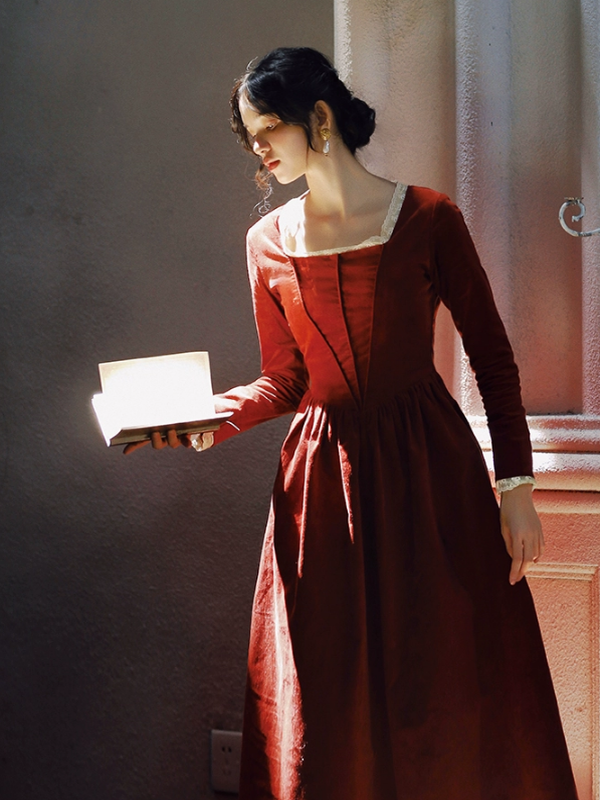 Crimson Elegance Lace Dress