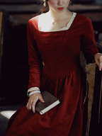 Crimson Elegance Lace Dress