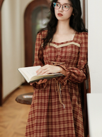 Vintage French Chic Checkered Dress