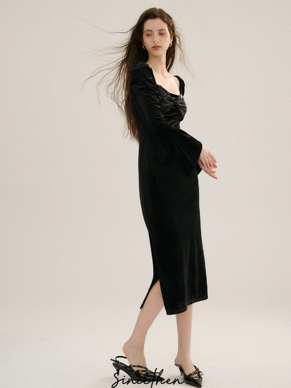 Starry Velvet Elegance Dress