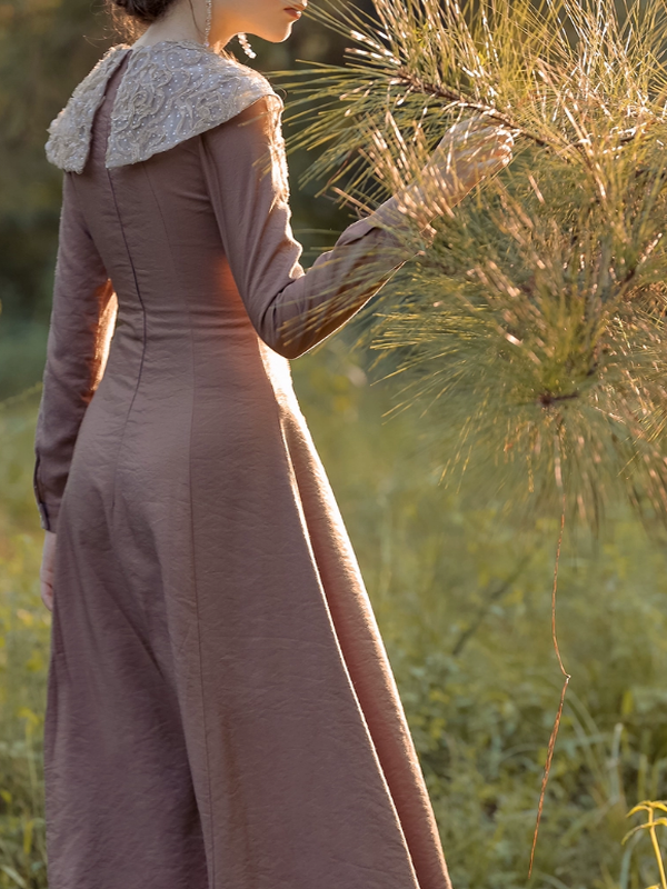 French Retro Rosy Twilight Dress