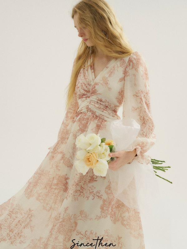 Ivory Petal Puff Sleeve Dress