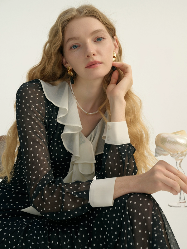 Stellar Romance French Polka Dress