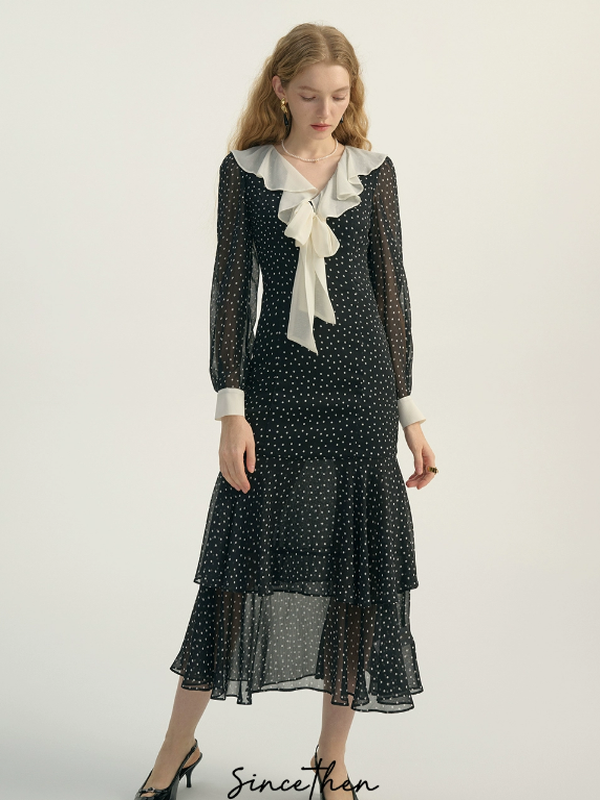 Stellar Romance French Polka Dress