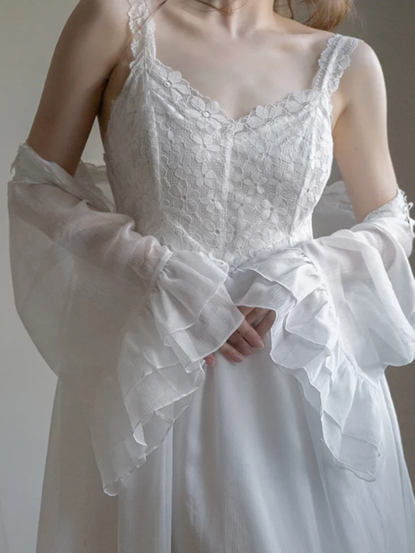 White Floral Sunrise Elegance Nightgown