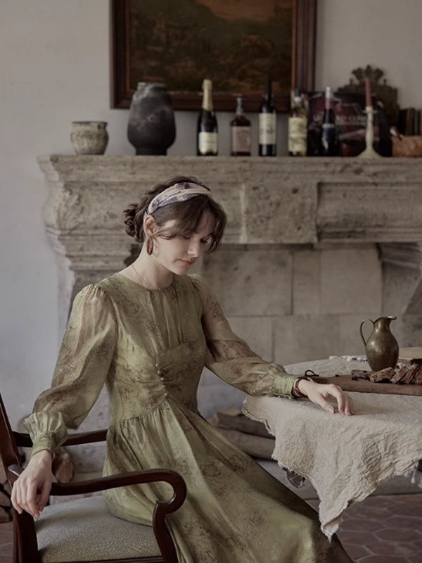 Vintage Moss Elegance Dress