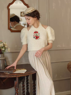 Hand-Embroidered Knit Top