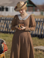 Golden Elegance Victorian Dress