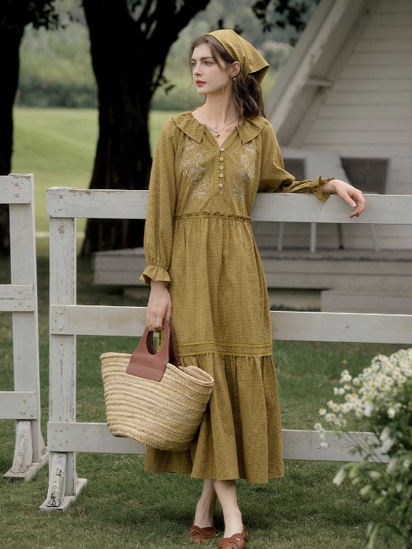 Floral Checkered Spring Dress
